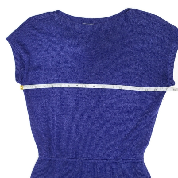 St john royal blue cap sleeve knit sweater dress - Picture 3 of 6